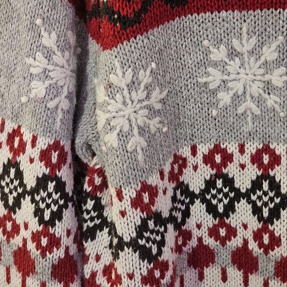 Wool Ramie Blend Holiday Sweater Sz 1X Chunky 3D Ski Nordic Cozy Snow Winter - Picture 4 of 6